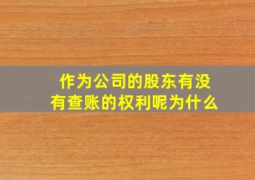 作为公司的股东有没有查账的权利呢为什么