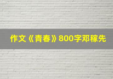 作文《青春》800字邓稼先