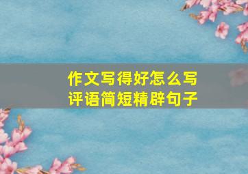 作文写得好怎么写评语简短精辟句子