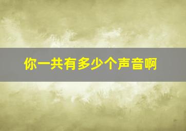 你一共有多少个声音啊