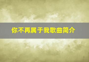 你不再属于我歌曲简介