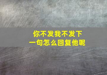 你不发我不发下一句怎么回复他呢