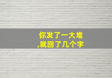 你发了一大堆,就回了几个字