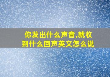 你发出什么声音,就收到什么回声英文怎么说