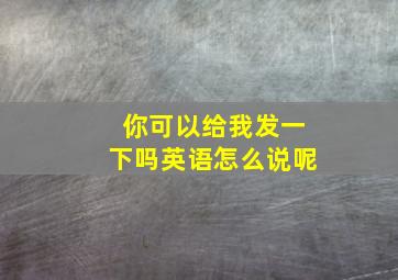 你可以给我发一下吗英语怎么说呢