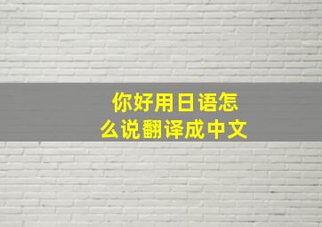 你好用日语怎么说翻译成中文