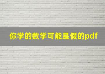 你学的数学可能是假的pdf