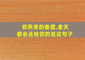 你所受的委屈,老天都会还给你的说说句子