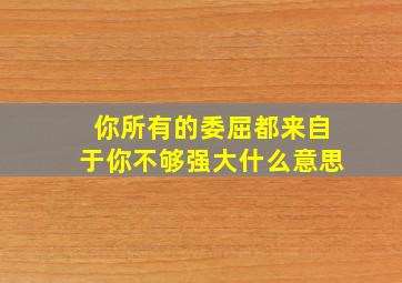 你所有的委屈都来自于你不够强大什么意思