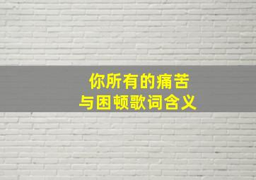 你所有的痛苦与困顿歌词含义