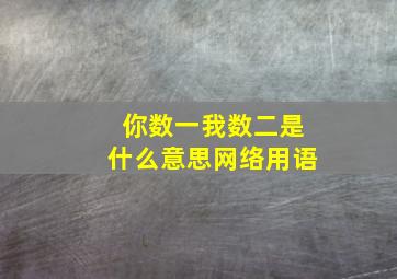 你数一我数二是什么意思网络用语