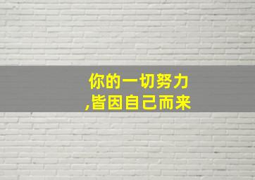 你的一切努力,皆因自己而来