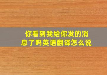 你看到我给你发的消息了吗英语翻译怎么说