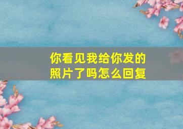 你看见我给你发的照片了吗怎么回复