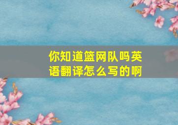 你知道篮网队吗英语翻译怎么写的啊