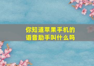 你知道苹果手机的语音助手叫什么吗