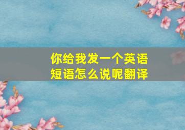 你给我发一个英语短语怎么说呢翻译