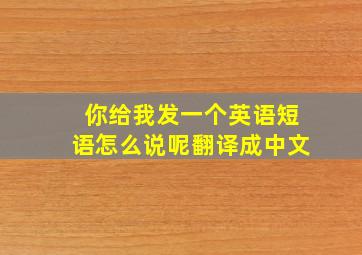 你给我发一个英语短语怎么说呢翻译成中文