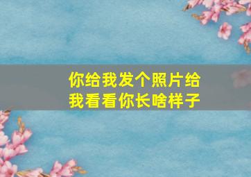 你给我发个照片给我看看你长啥样子