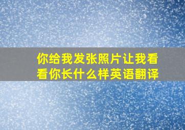 你给我发张照片让我看看你长什么样英语翻译