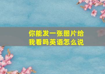 你能发一张图片给我看吗英语怎么说