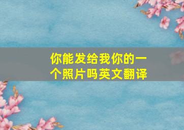 你能发给我你的一个照片吗英文翻译