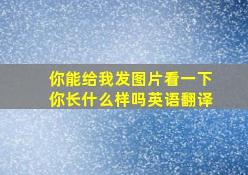 你能给我发图片看一下你长什么样吗英语翻译