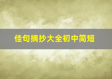 佳句摘抄大全初中简短