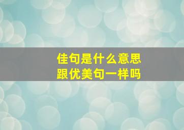 佳句是什么意思跟优美句一样吗