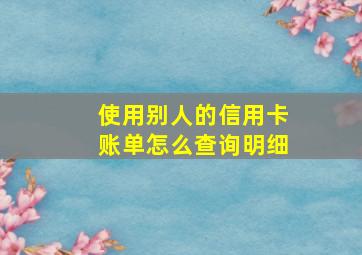 使用别人的信用卡账单怎么查询明细