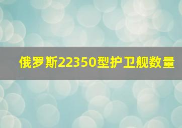 俄罗斯22350型护卫舰数量