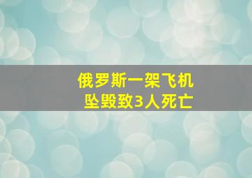 俄罗斯一架飞机坠毁致3人死亡