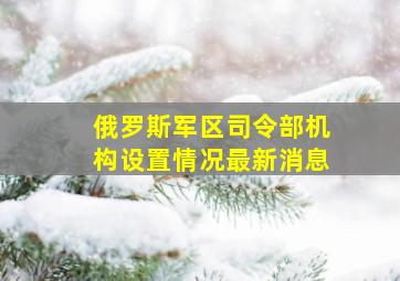 俄罗斯军区司令部机构设置情况最新消息