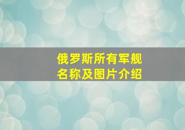 俄罗斯所有军舰名称及图片介绍