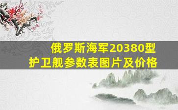 俄罗斯海军20380型护卫舰参数表图片及价格