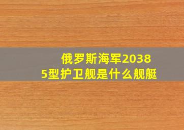 俄罗斯海军20385型护卫舰是什么舰艇