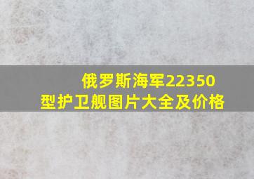 俄罗斯海军22350型护卫舰图片大全及价格