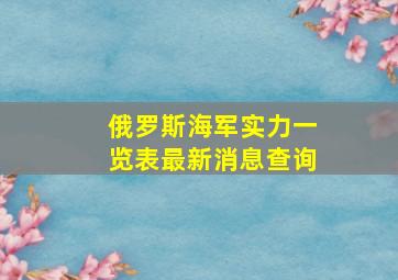 俄罗斯海军实力一览表最新消息查询