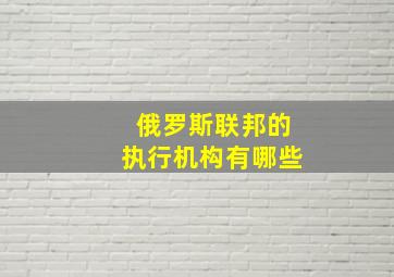 俄罗斯联邦的执行机构有哪些