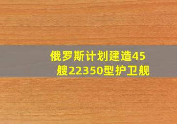 俄罗斯计划建造45艘22350型护卫舰