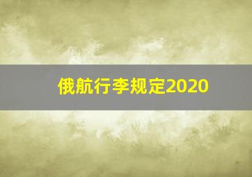 俄航行李规定2020