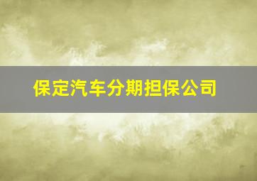 保定汽车分期担保公司