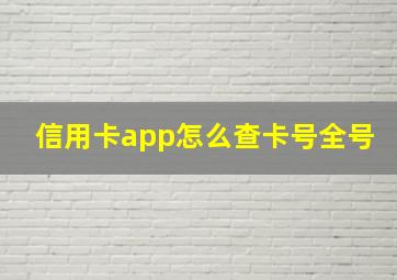 信用卡app怎么查卡号全号