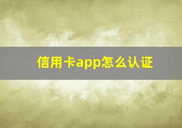 信用卡app怎么认证