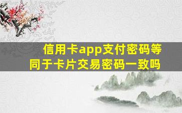 信用卡app支付密码等同于卡片交易密码一致吗