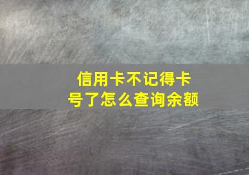 信用卡不记得卡号了怎么查询余额