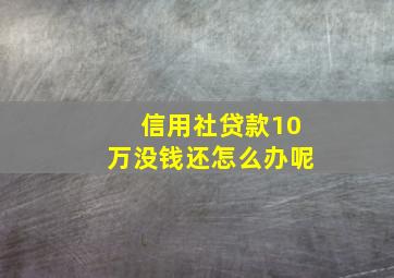 信用社贷款10万没钱还怎么办呢