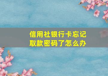 信用社银行卡忘记取款密码了怎么办