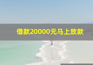 借款20000元马上放款