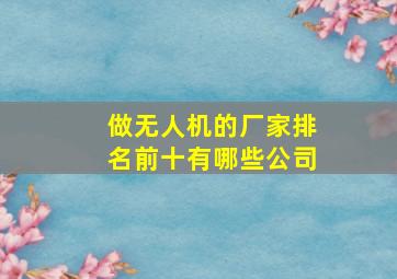 做无人机的厂家排名前十有哪些公司